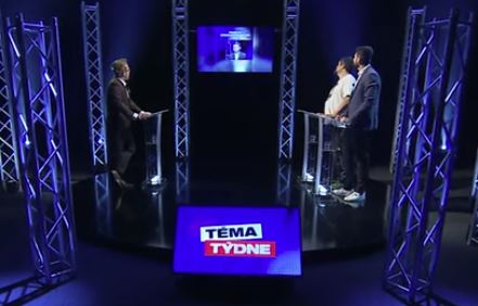 Pavel Novotný a Matěj Gregor ve studiu pořadu Téma Týdne